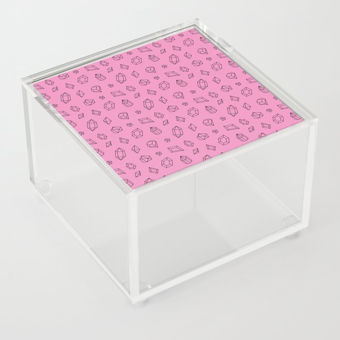 Pink and Black Gems Pattern Acrylic Box