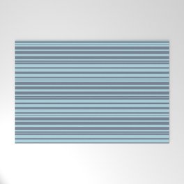 [ Thumbnail: Light Blue & Slate Gray Colored Pattern of Stripes Welcome Mat ]