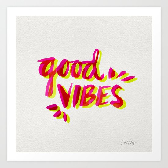 Good Vibes – Pink & Yellow Art Print