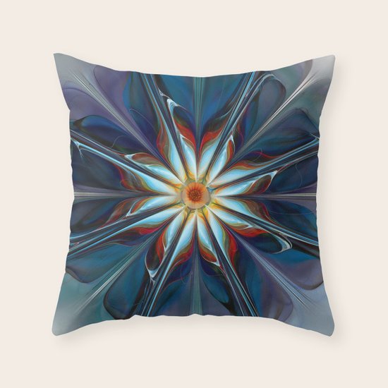 Blue Flower Throw Pillow