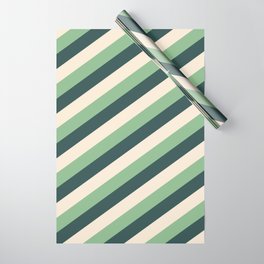 [ Thumbnail: Dark Sea Green, Dark Slate Gray & Beige Colored Lines/Stripes Pattern Wrapping Paper ]