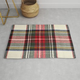 Scottish tartan pattern. Red and white wool plaid print as background. Symmetric square pattern. Area & Throw Rug