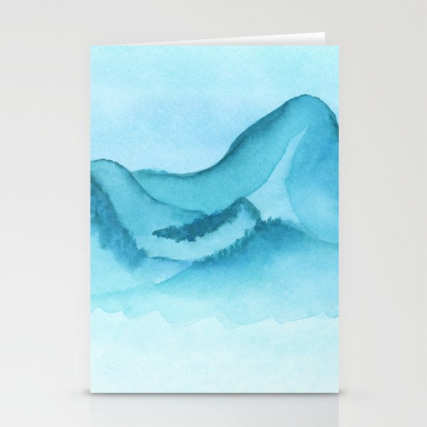 Soft Blue Mountain Landscape Stationery Cards
