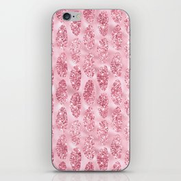 Pink Glitter Tropical Palm Leaves Pattern iPhone Skin