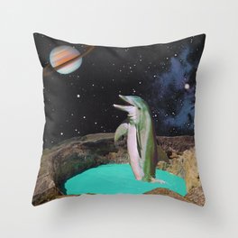 Planet Dolphin Throw Pillow