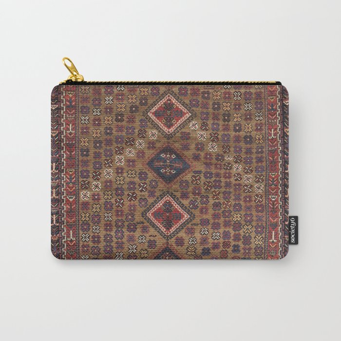 Antique Afshar Kirman Kilim Rug - Vintage Tribal Persian Carpet Carry-All Pouch