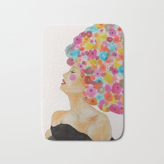camelia in black Bath Mat