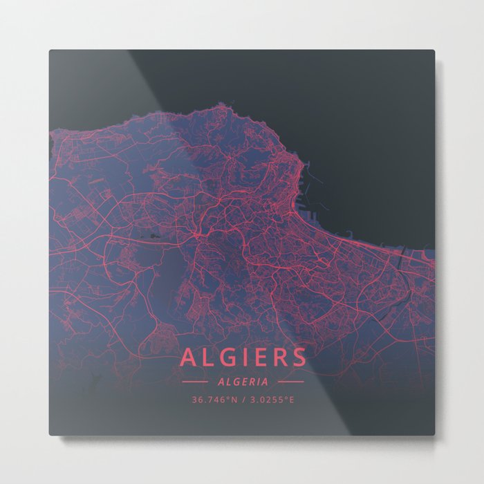 Algiers, Algeria - Neon Metal Print