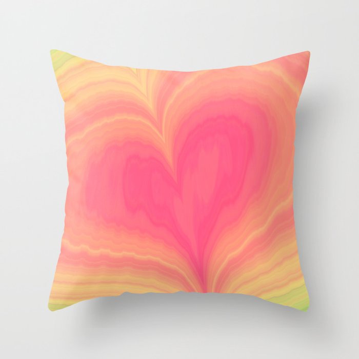 Abstract Tropical Pastel Rainbow Heart Pattern | Valentine's Day Throw Pillow