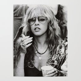 Stevie Nicks Young, Black and white Retro Silk Poster Art Poster