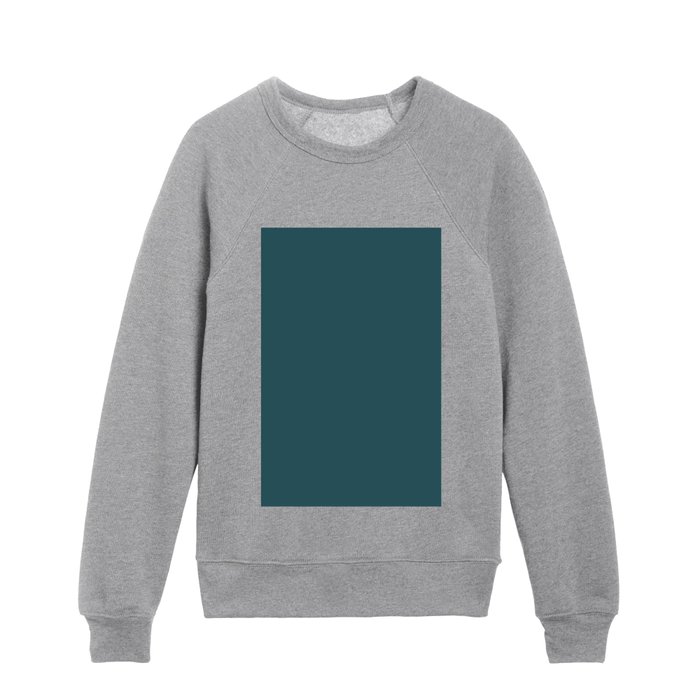 Dark Blue-green Gray Solid Color Pairs Pantone Green Heron 19-4727 TCX Kids Crewneck