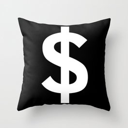 Dollar Sign (White & Black) Throw Pillow