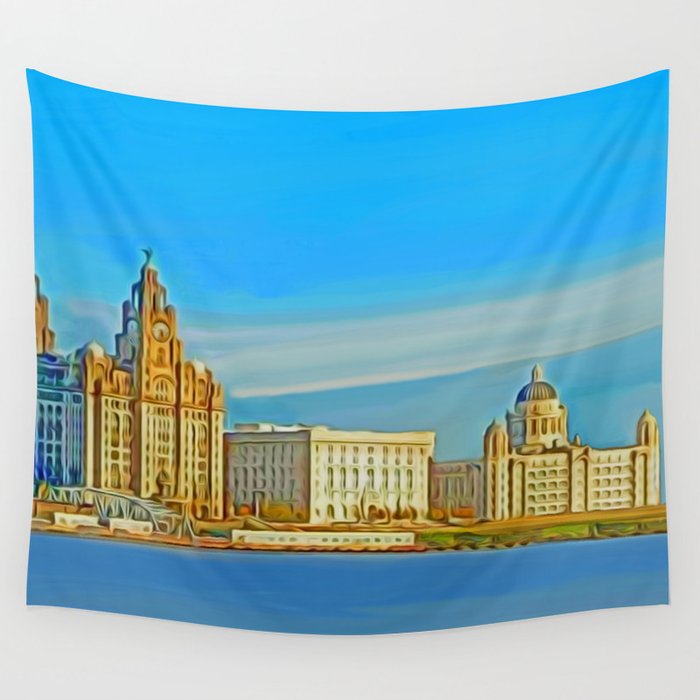 Liverpool 3 Graces Digital Art Wall Tapestry By Johnwain