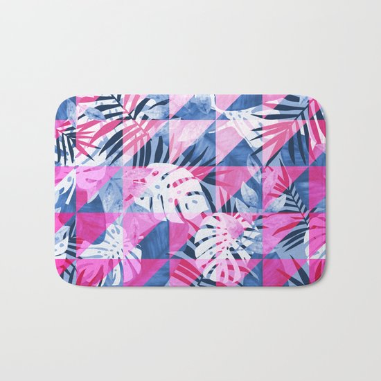 Abstract Hot Pink Geometric Tropical Design Bath Mat