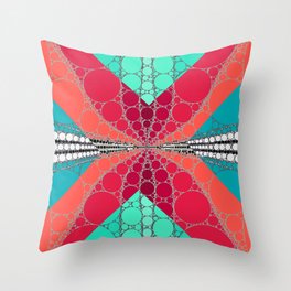 carrington - bright teal and red abstract design Throw Pillow