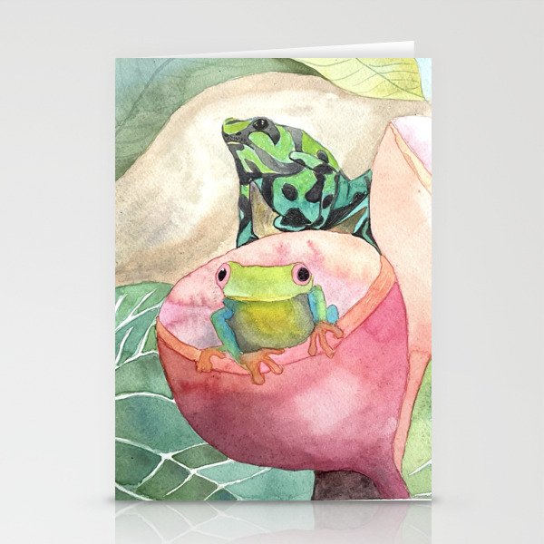 Cute tropical frogs Stationery Cards