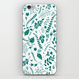 Pine Green - Cute Floral Leaf Pattern iPhone Skin