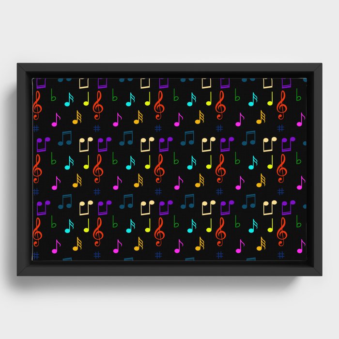 Colorful Music Notes Musician Musical Note Art
 Framed Canvas