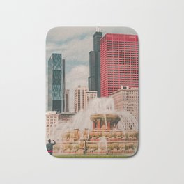Fountain View Bath Mat | Photo, Red, Willistower, Action, Searstower, Chicago, Windycity, Color, Foutain, Water 