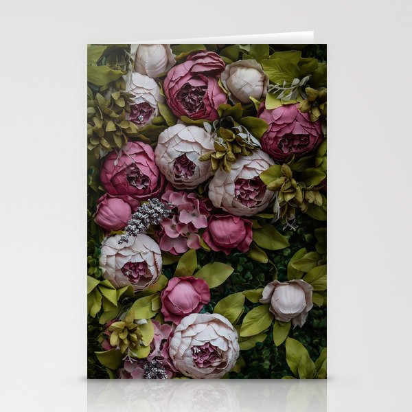 Pink and white peonies pattern Stationery Cards