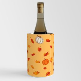 Autumn Pumpkins & Leaves Fall Pattern Wine Chiller