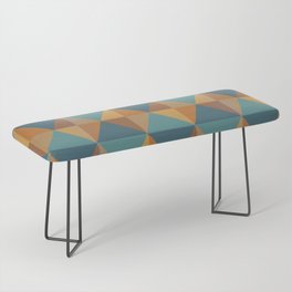 "Steal Teal" Geometric Pattern Teal and Earth Tones Bench