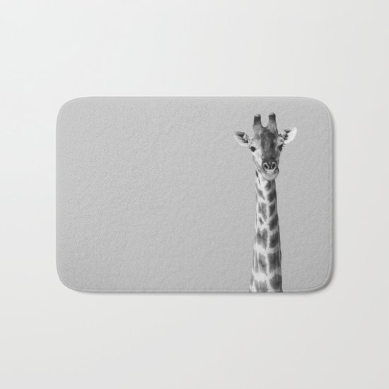 Giraffe Black And White Photography Bath Mat