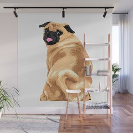Vector Cute Pug Isolated On White Wall Mural