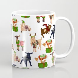 Christmas goats in sweaters repeating seamless pattern Mug
