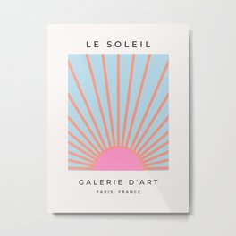 Le Soleil | 02 - Abstract Retro Sun Pink And Blue Print Preppy Modern Sunshine Metal Print | 70S, Blue, Matisse, Sunset, Boho, Midcentury, Retro, Graphicdesign, Sunray, Modern 