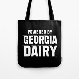 Powered by Georgia Dairy- white on black Tote Bag
