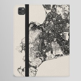 South Africa, Cape Town - Black and White City Map Drawing iPad Folio Case