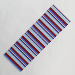 [ Thumbnail: Royal Blue, Maroon, and Light Blue Colored Lines Pattern Yoga Mat ]
