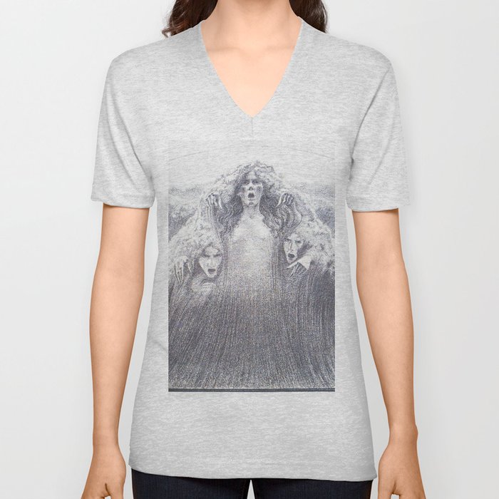 Words of a Believer -  Carlos Schwabe  V Neck T Shirt