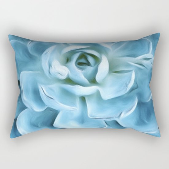 Succulent Macro Blue Rectangular Pillow