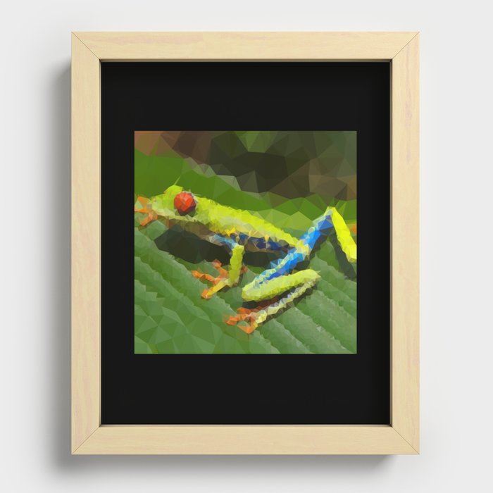 Low Poly Amazonian Frog Recessed Framed Print