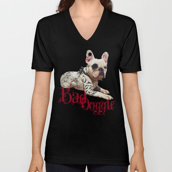 Bad Doggie V Neck T Shirt