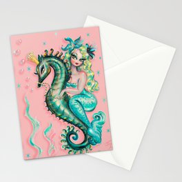 Mermaid Riding a Seahorse Prince Stationery Card