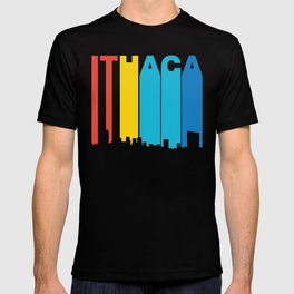 Retro 1970's Style Ithaca New York Skyline T-shirt