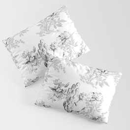 PEACOCK LILY TREE AND LEAF TOILE GRAY AND WHITE PATTERN Pillow Sham