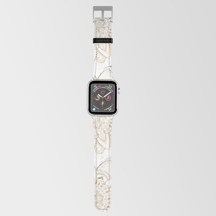 Abstract white gold spiritual floral mandala Apple Watch Band