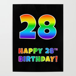 [ Thumbnail: HAPPY 28TH BIRTHDAY - Multicolored Rainbow Spectrum Gradient Poster ]