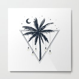 Lamps On The Palm Tree. Geometric Style Metal Print