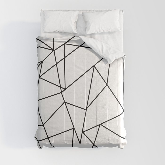 Simple Modern Black and White Geometric Pattern Comforter