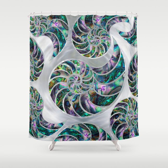 Nautilus Shell Abalone and Pearl Shower Curtain