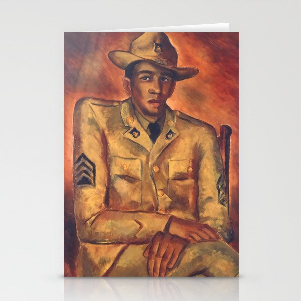 African American Soldier Harlem Renaissance masterpiece portrait painting by Malvin Gray Johnson for home and wall decor Stationery Cards