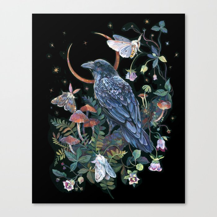 Moon Raven  Canvas Print