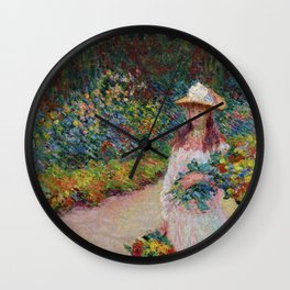 Claude Monet "Jeune fille dans le jardin de Giverny" Wall Clock