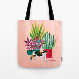 CALICO CAT + PLANTS Tote Bag