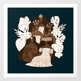 UrbanNesian International Women's Day Art Print | Masi, Queen, Womenofpasifika, Ngatu, Siapo, Tropicalleaves, Girl, Polynesian, Micronesian, Melenesian 